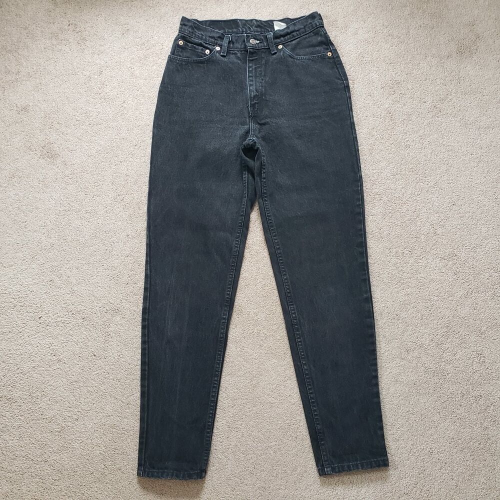 Vintage 90s USA Made Levi's 512 Slim Fit Tapered Leg Mom Jeans Black Size 11 Med